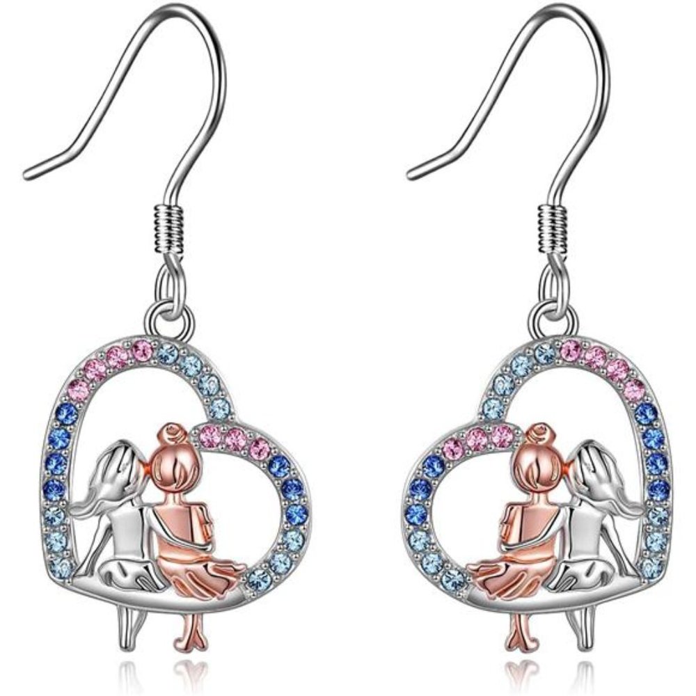 Sisters Sterling Silver Dangle Earrings Birthday Jewelry Gifts for Her